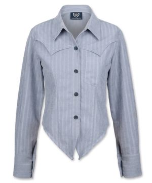 오버레이 판넬 스트라이프 셔츠 [빈티지 블루]