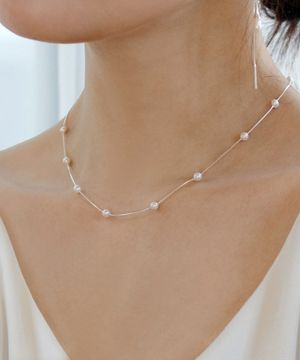 925실버 레이어드 체인 진주목걸이 엘로아/ Eloa