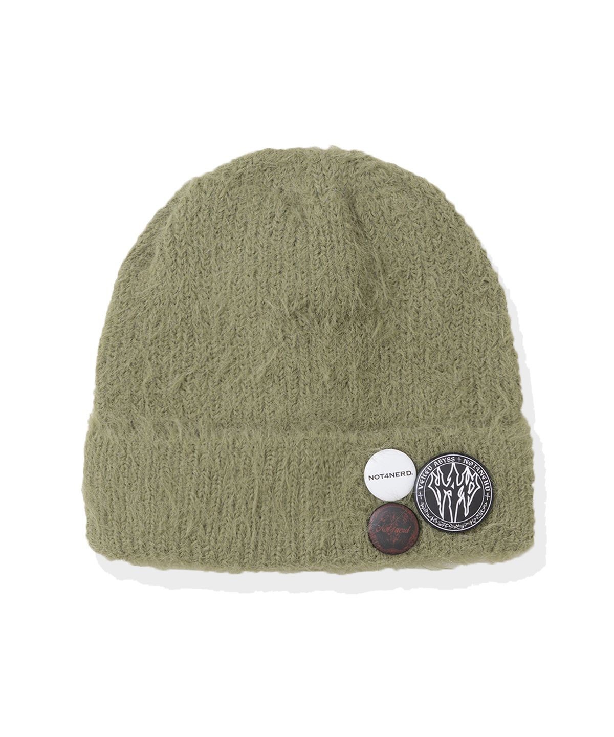 낫포너드(NOT4NERD) Long Cuff Badge Beanie - Light Khaki
