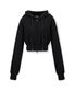 우먼 크롭 핏 투웨이 후드 집업 (블랙)