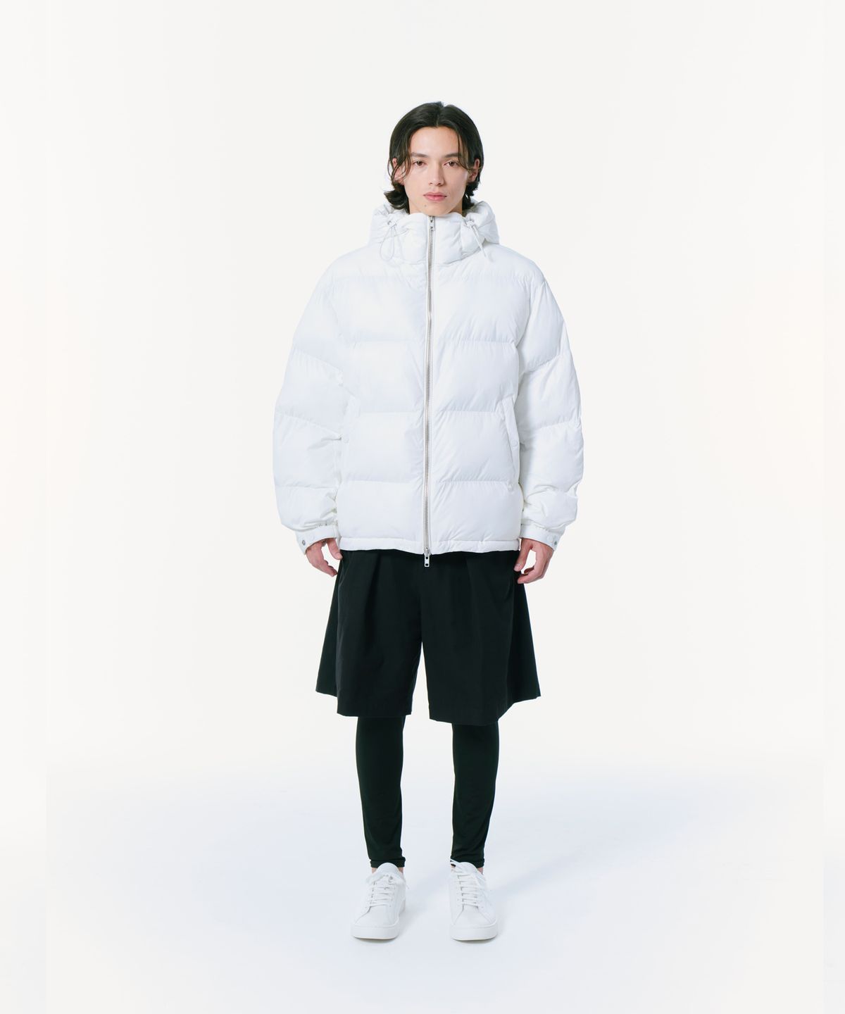 밀라코드(MILACODE) Mixed Cordura Hoodie Jacket (Premium Goose Down) Semi Over Fit (OFF WHITE)