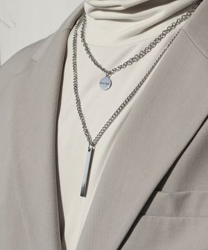 두줄 레이어드 목걸이 코인 스틱 CLEF DUAL SB NEC