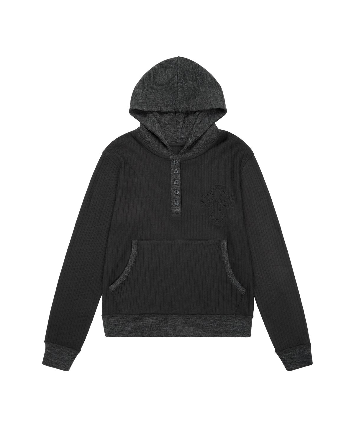 아캄(AAKAM) CROS2 Contrast Button Hoodie (Black)