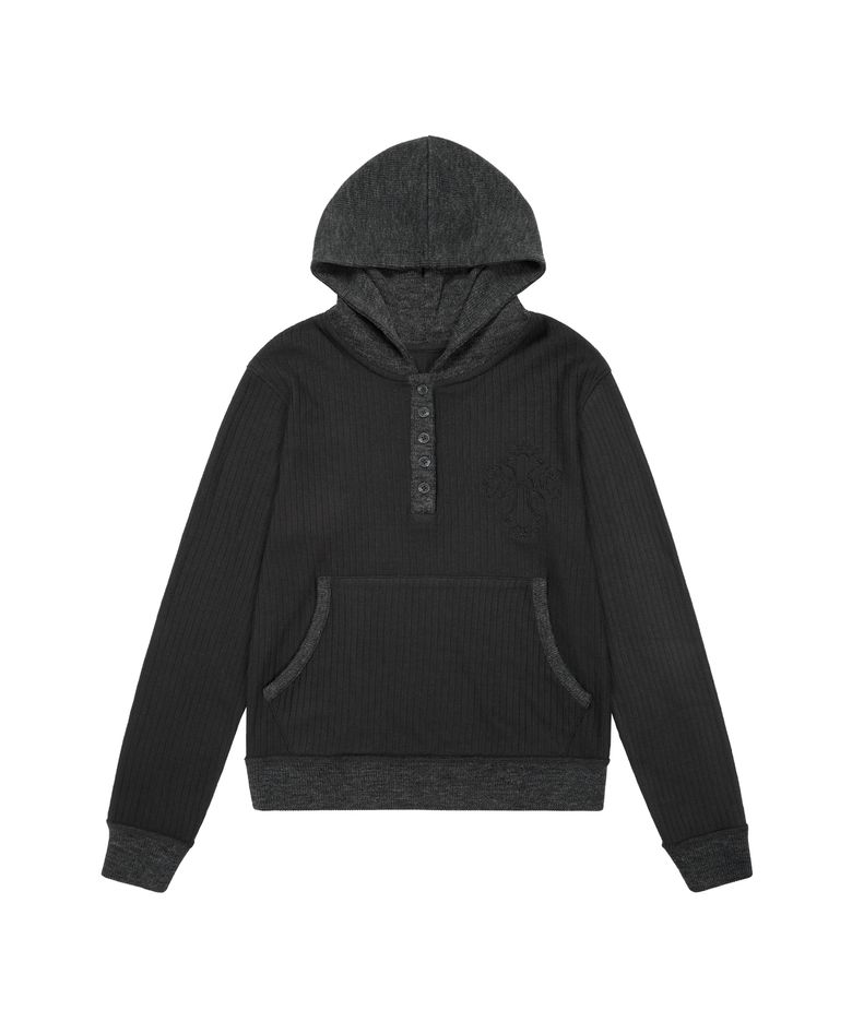 CROS2 Contrast Button Hoodie (Black)