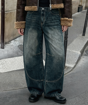 보그 커브드 데님팬츠 (그린블루)