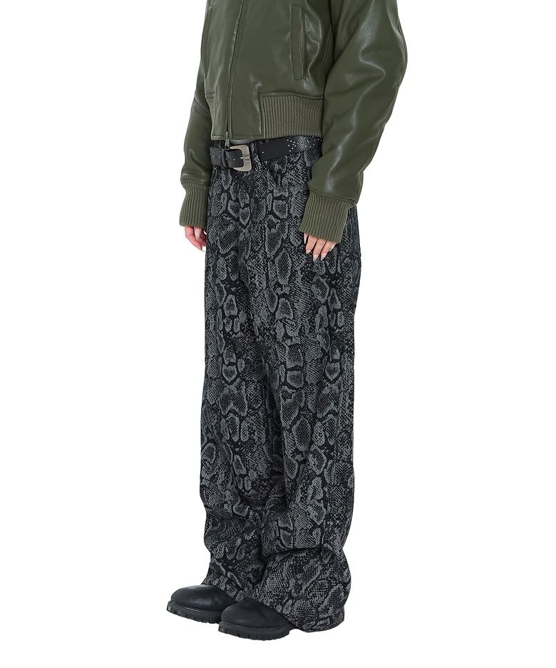 Python Patterned Denim Pants (Black)