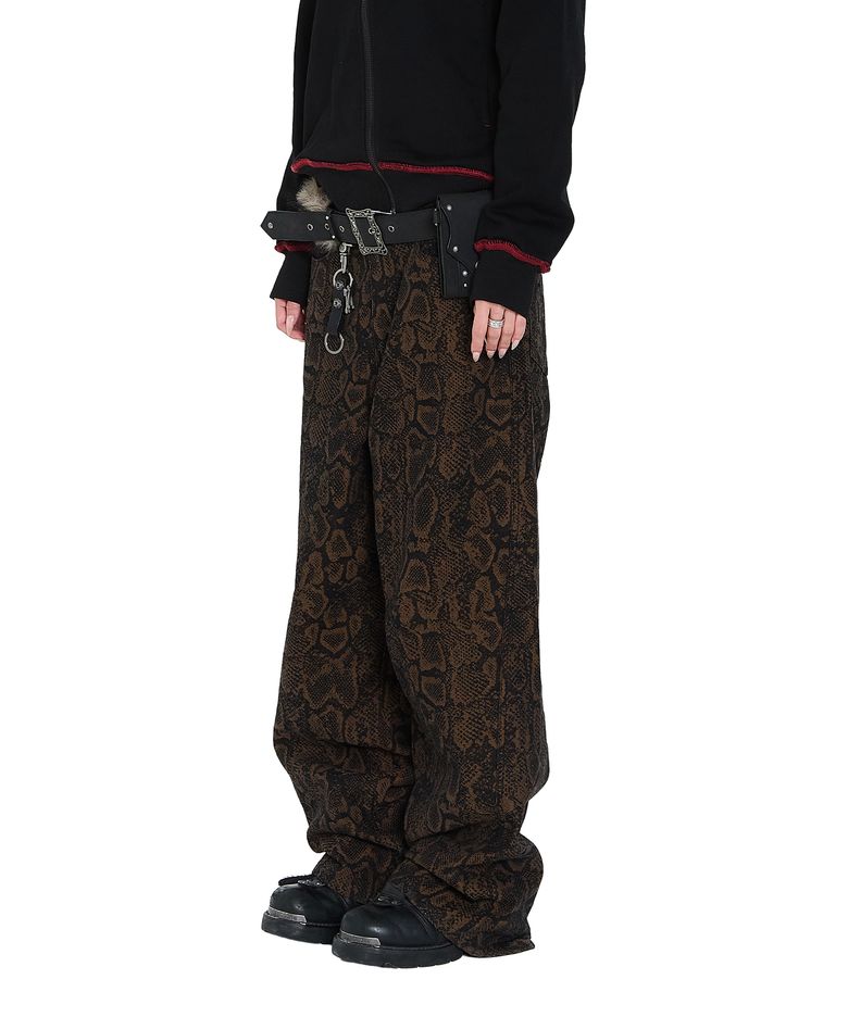 Python Patterned Denim Pants (Brown)