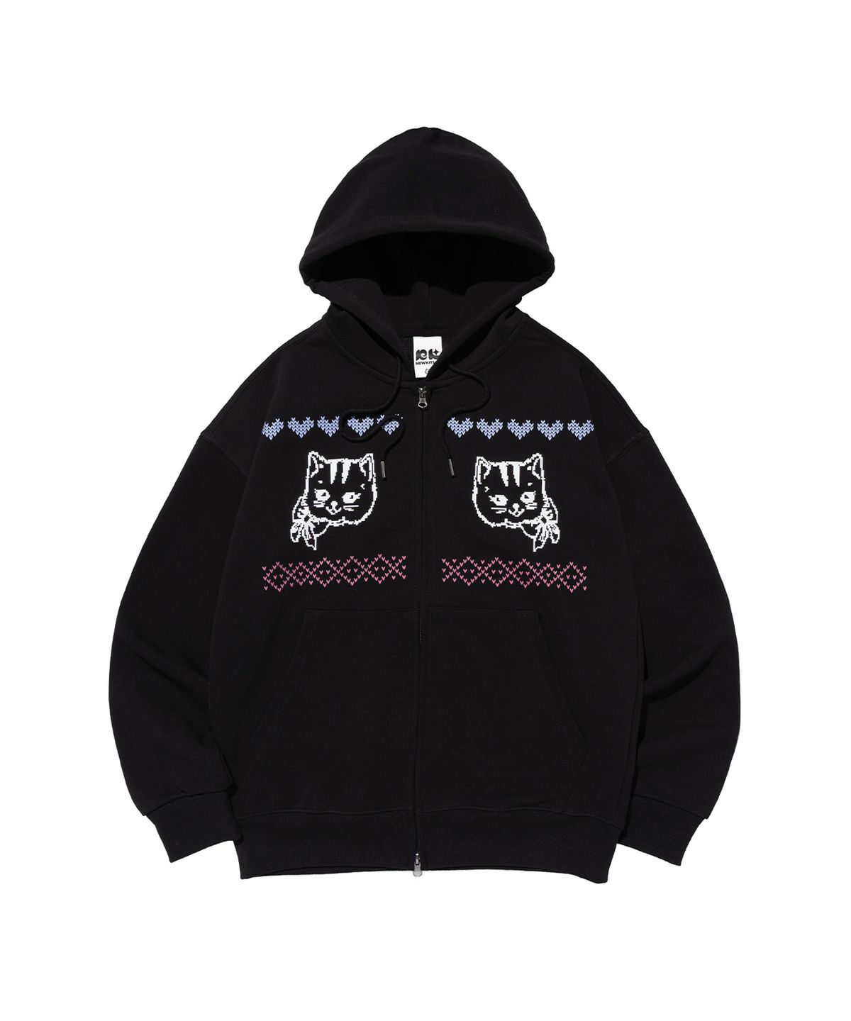 뉴키치(NEWKITSCH) NORDIC CAT HOOD ZIP-UP (BLACK)