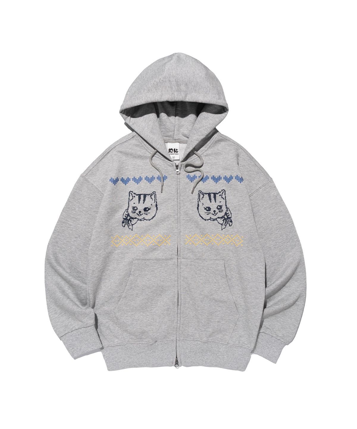 뉴키치(NEWKITSCH) NORDIC CAT HOOD ZIP-UP (MELANGE)