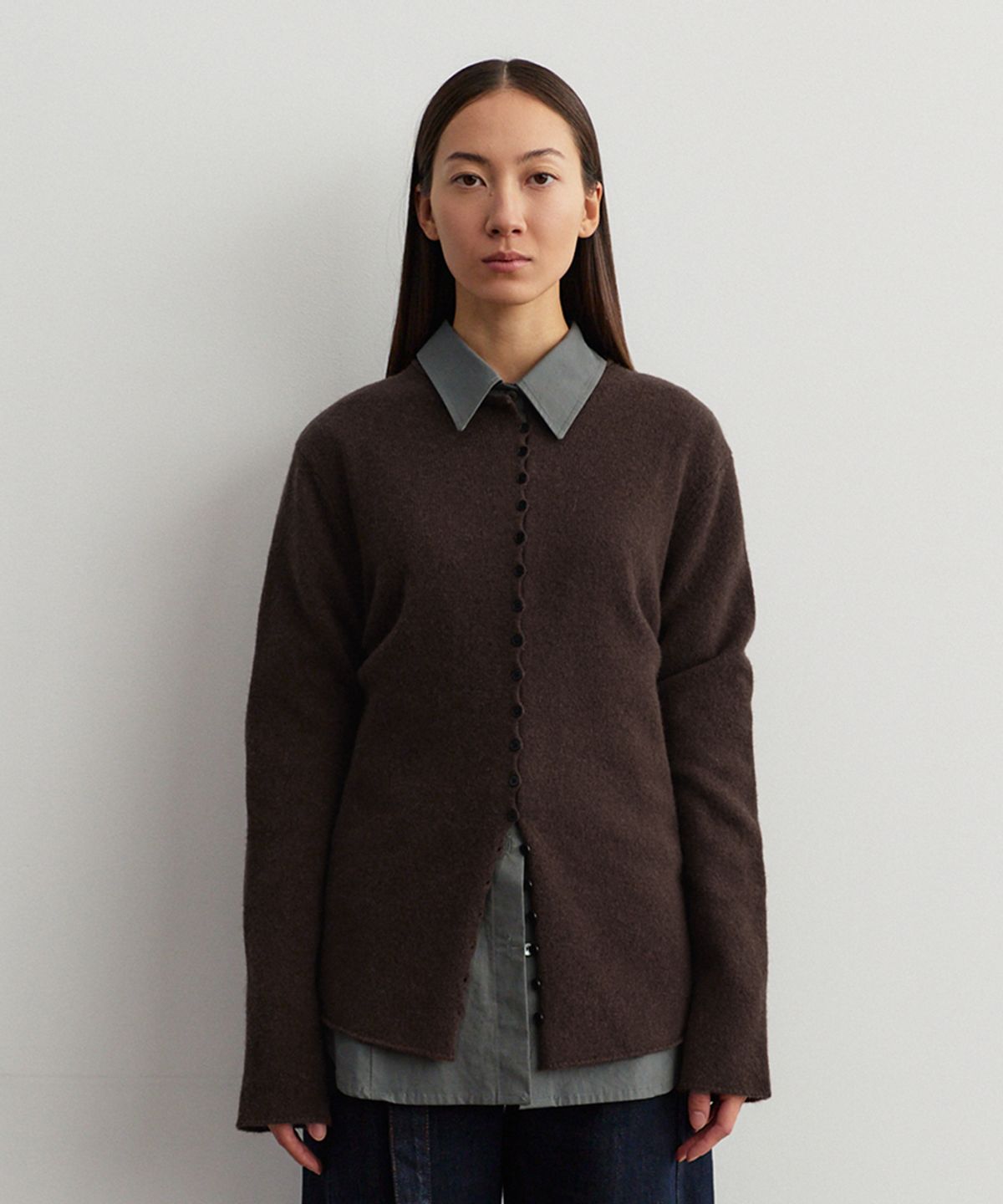 모헤(MOHAE) Button line cardigan _ dark brown