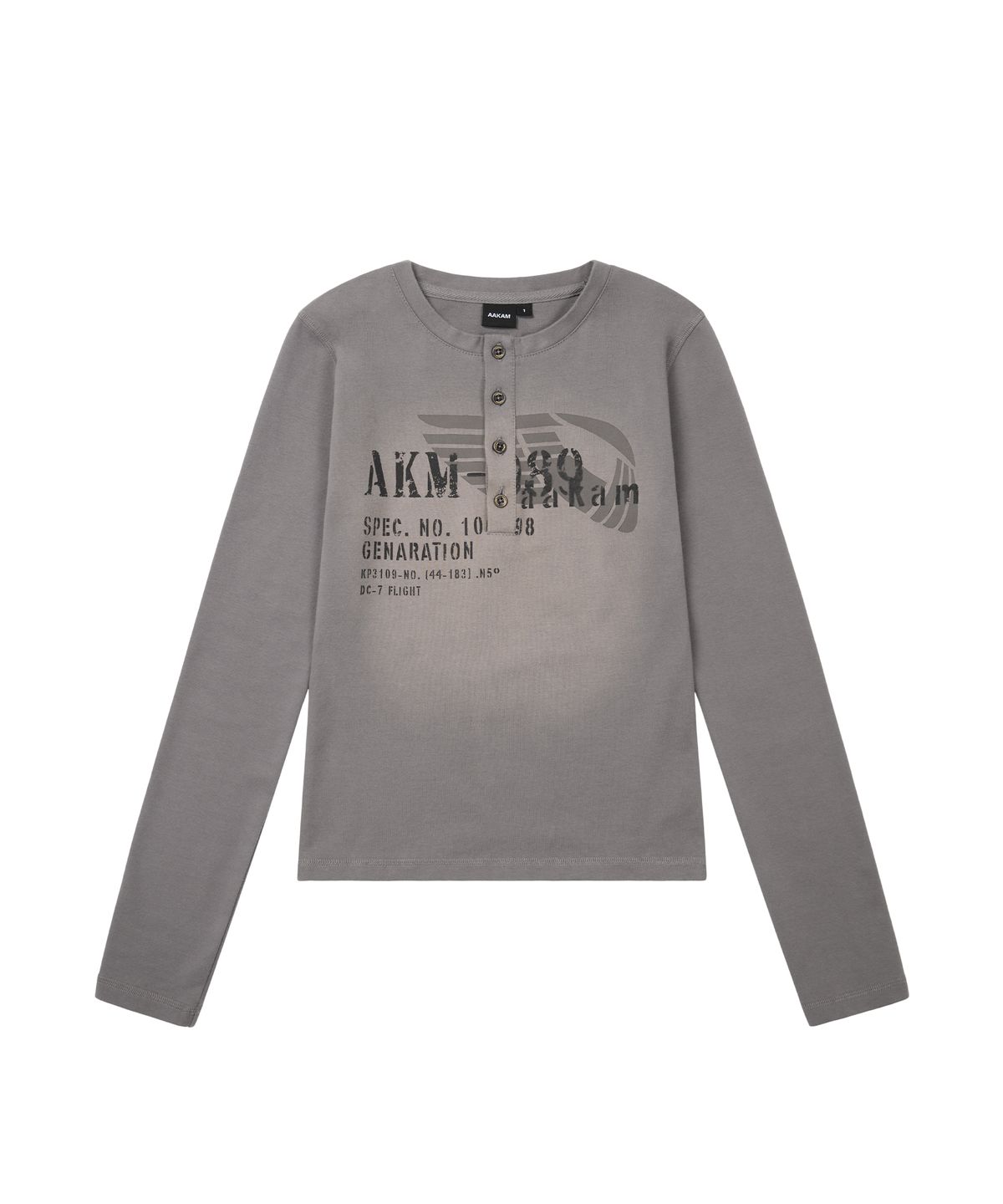 아캄(AAKAM) Button Lettering Long Sleeve (Brown)