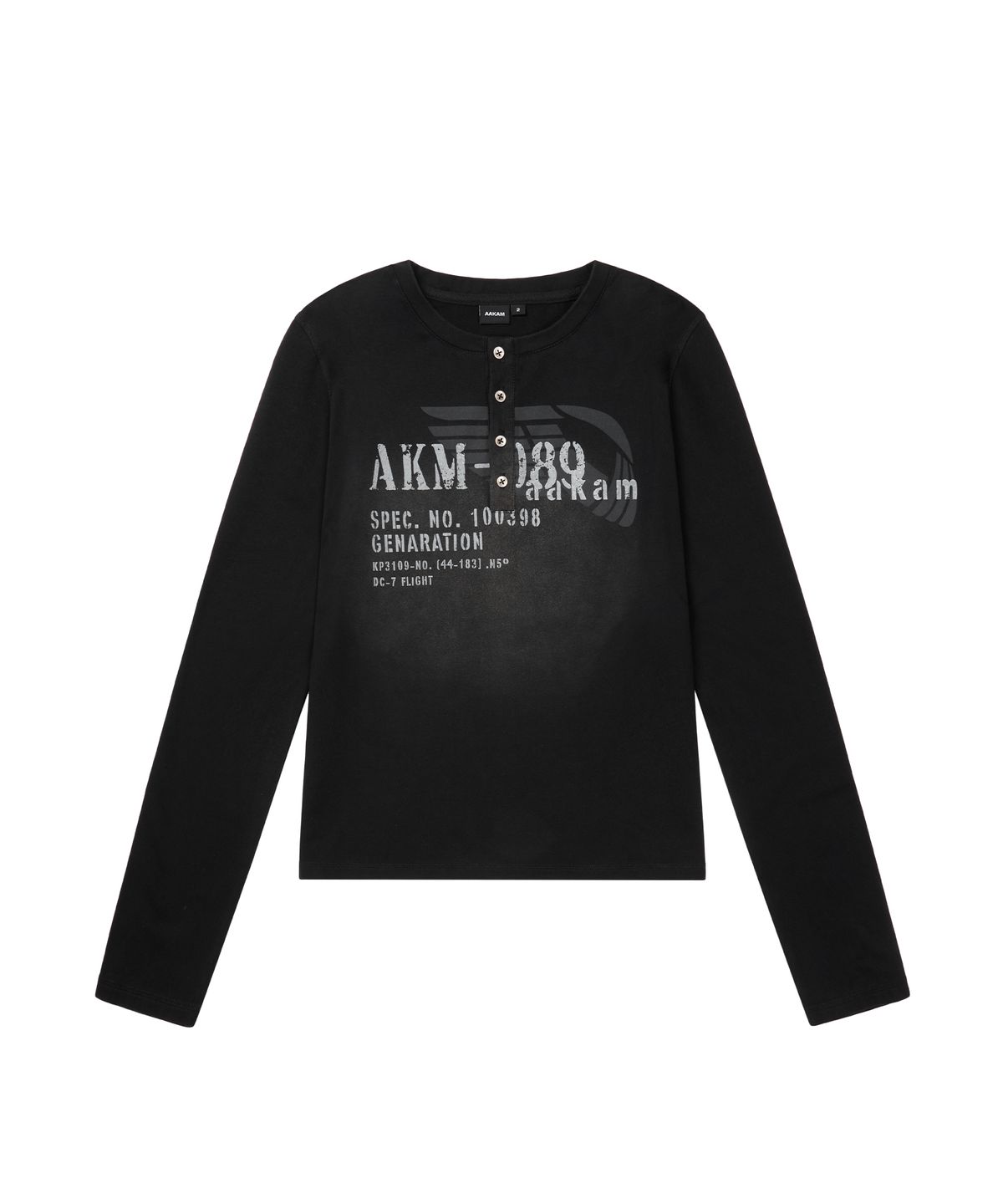 아캄(AAKAM) Button Lettering Long Sleeve (Black)
