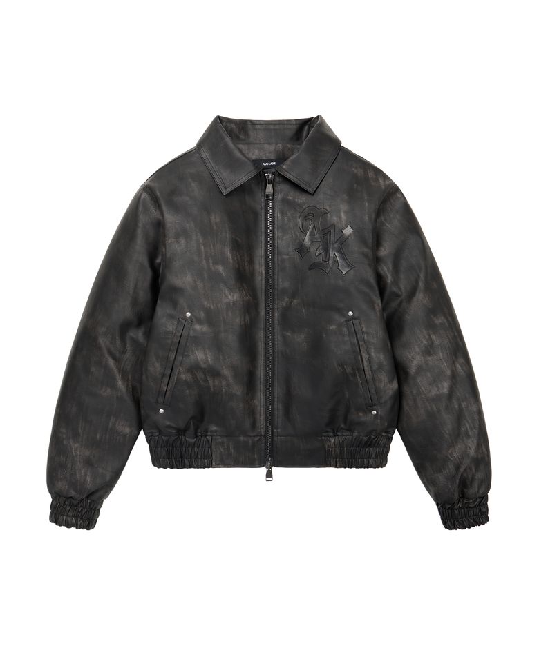 Embossing Leather Jacket (Black)