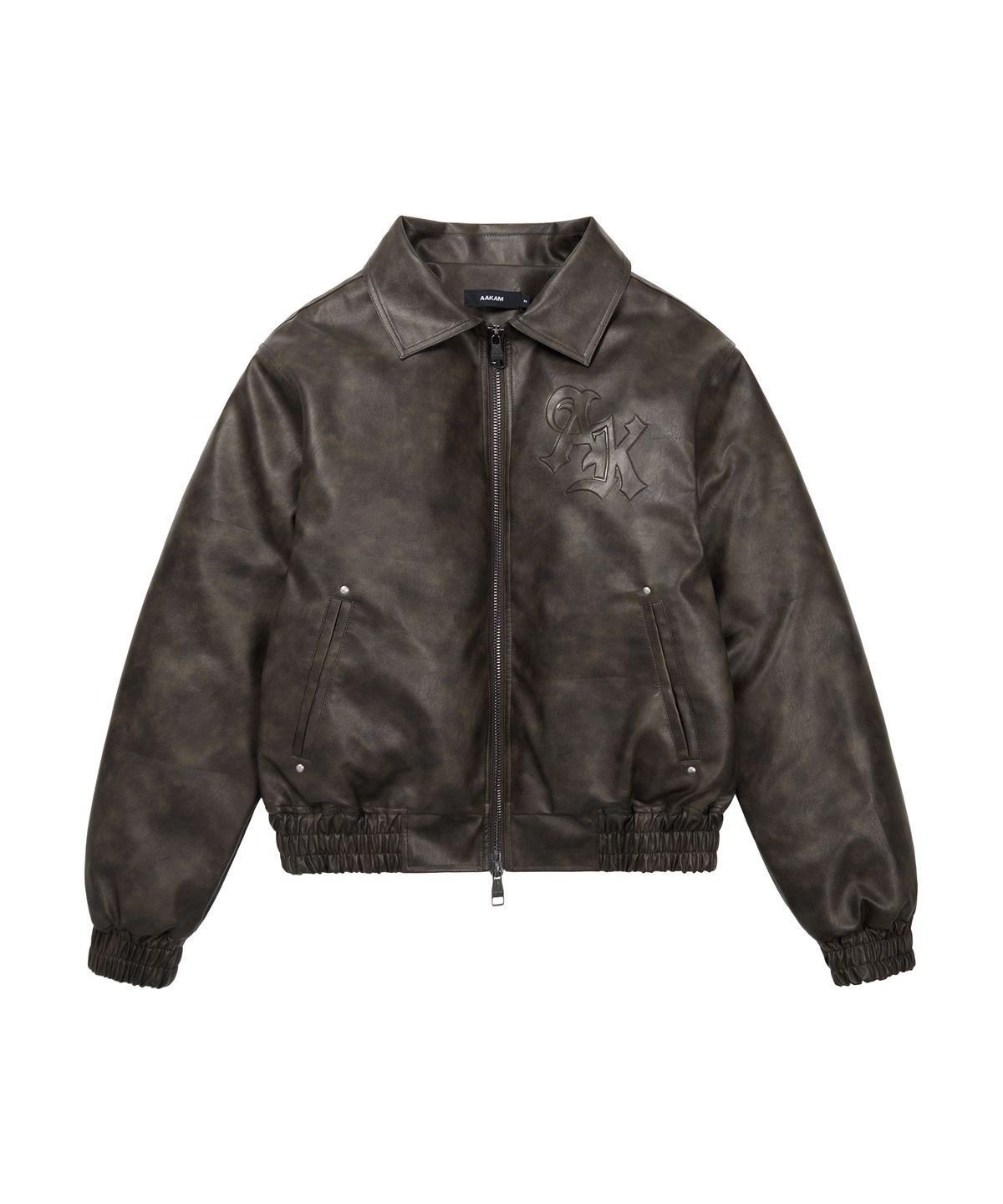 아캄(AAKAM) Embossing Leather Jacket (Dark Brown)