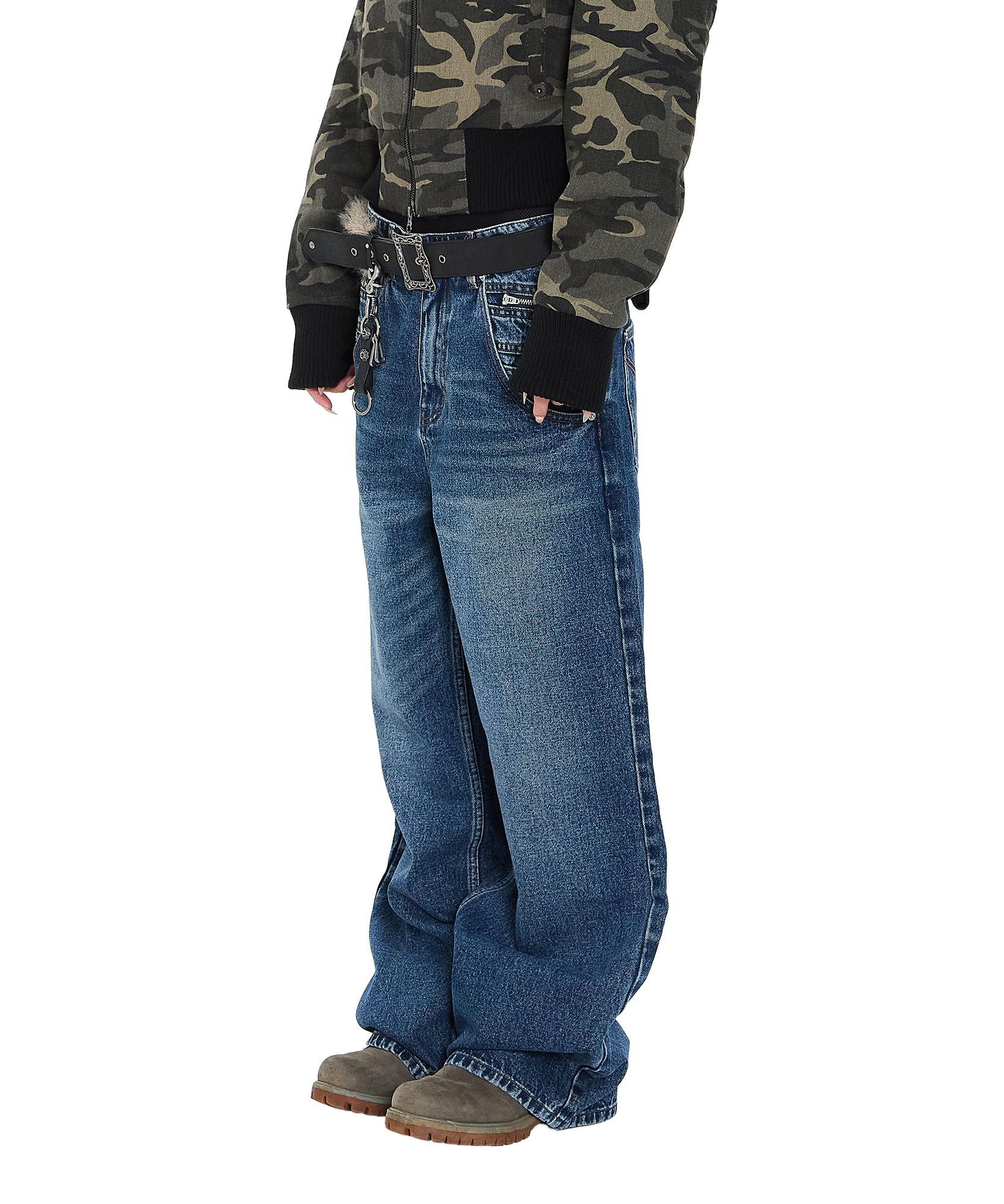 aakam ズボン MUSINSA公式 | AAKAM Paint Washed Denim Pants (Black)