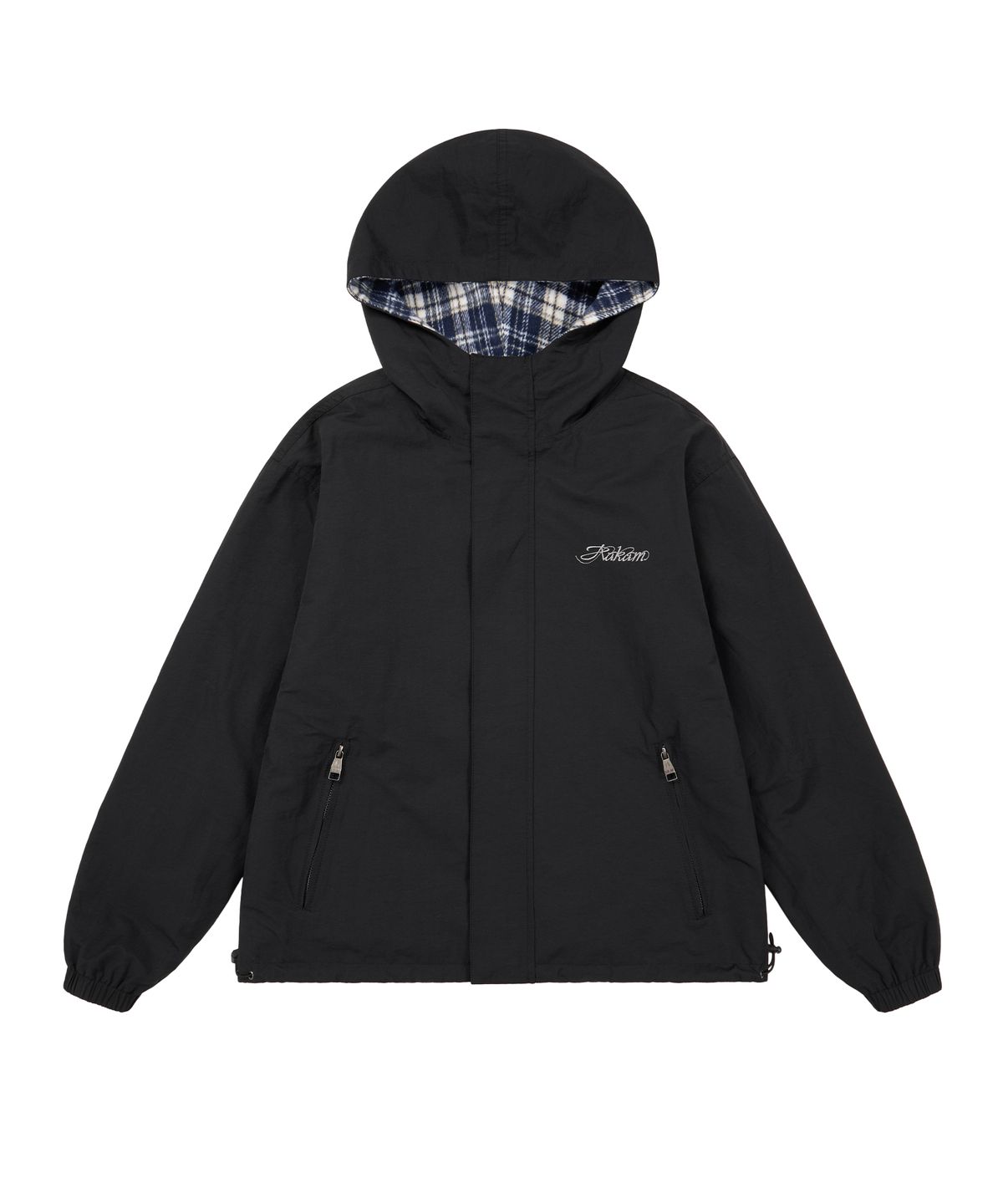 아캄(AAKAM) Reversible Check Hooded Jacket (Black)