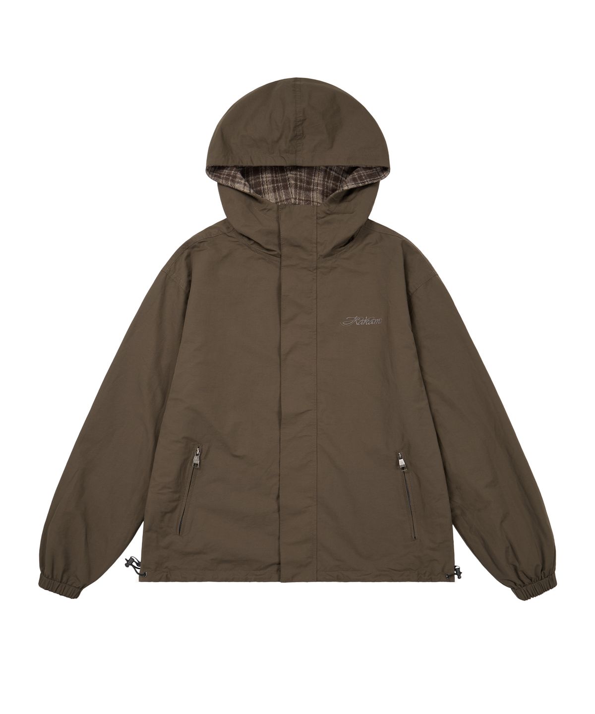 아캄(AAKAM) Reversible Check Hooded Jacket (Brown)