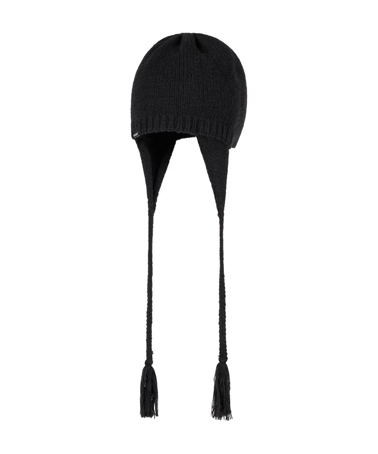 Knitted Earflap Beanie (Black)