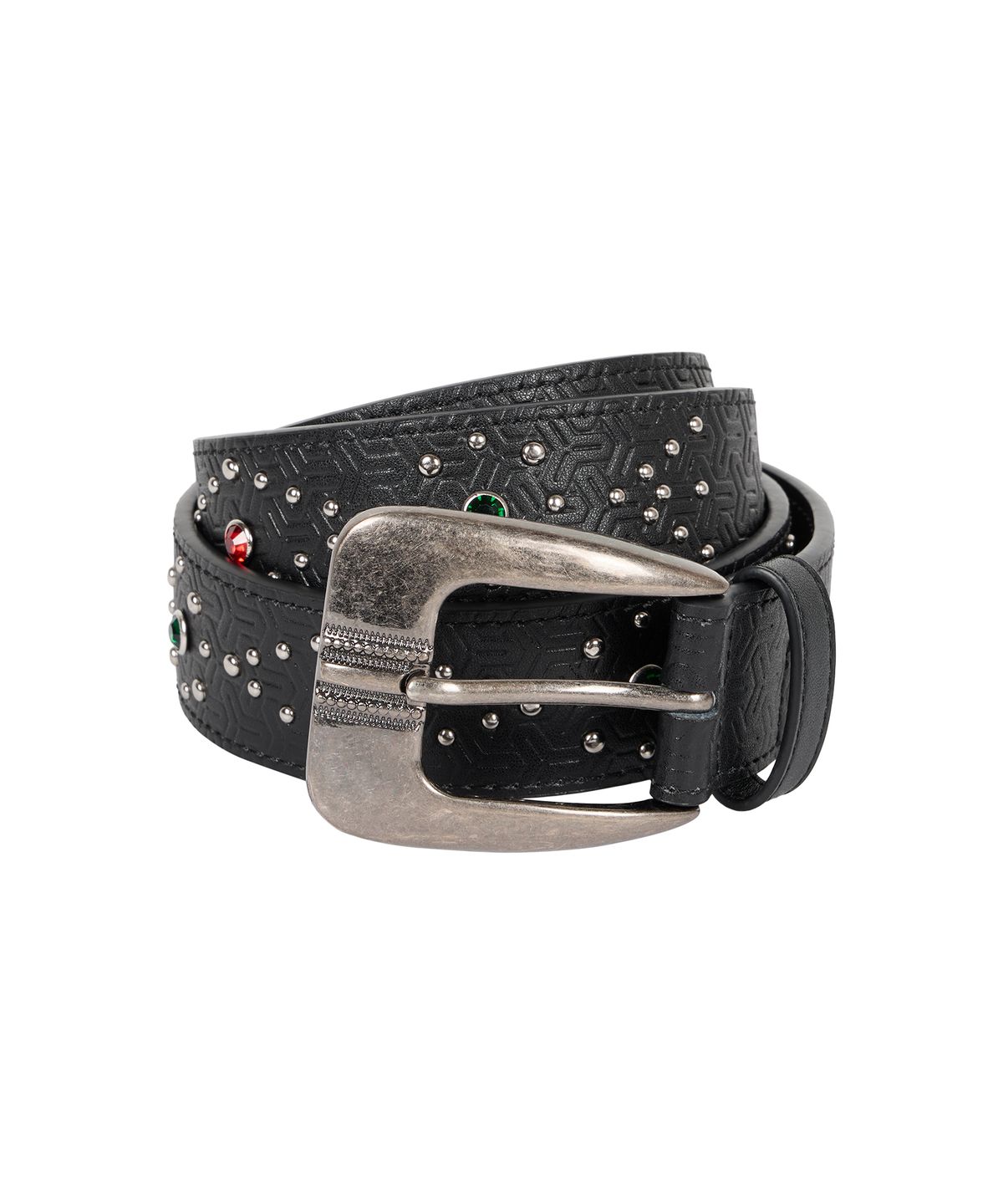아캄(AAKAM) Gem Studded Leather Belt (Black)