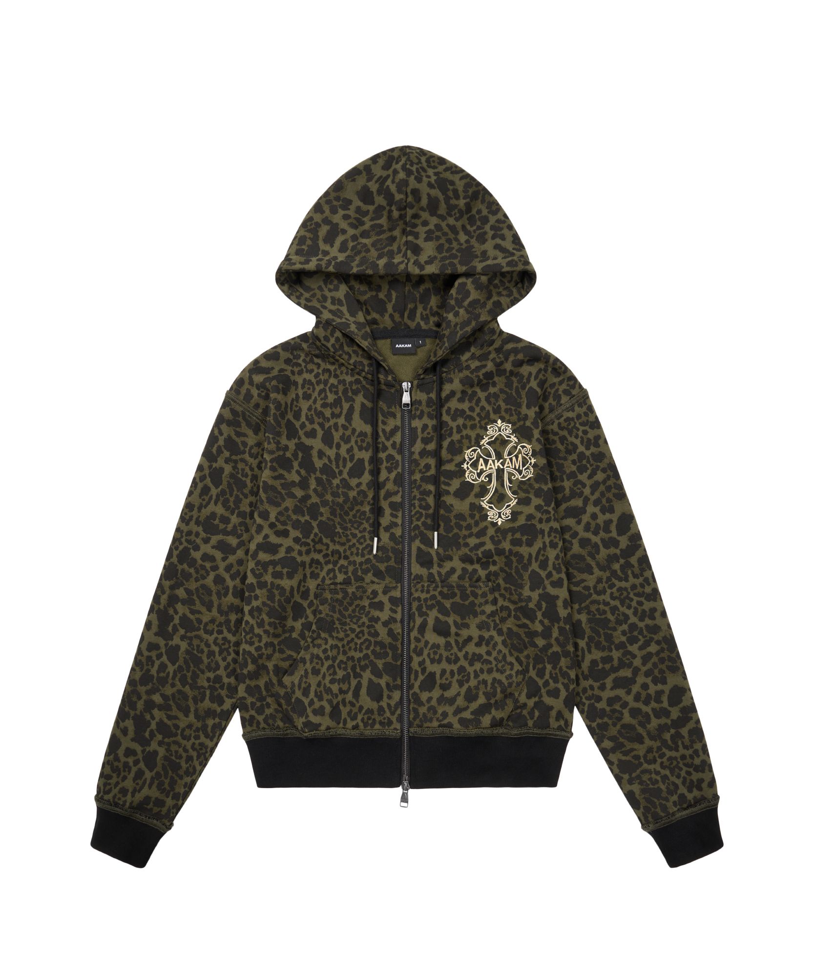MUSINSA | AAKAM AKM CROS2 Leopard Zip-Up Hoodie (Khaki)