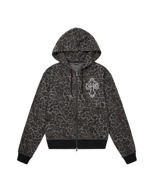 아캄(AAKAM) AKM CROS2 Leopard Zip-Up Hoodie (Charcoal) - 사이즈