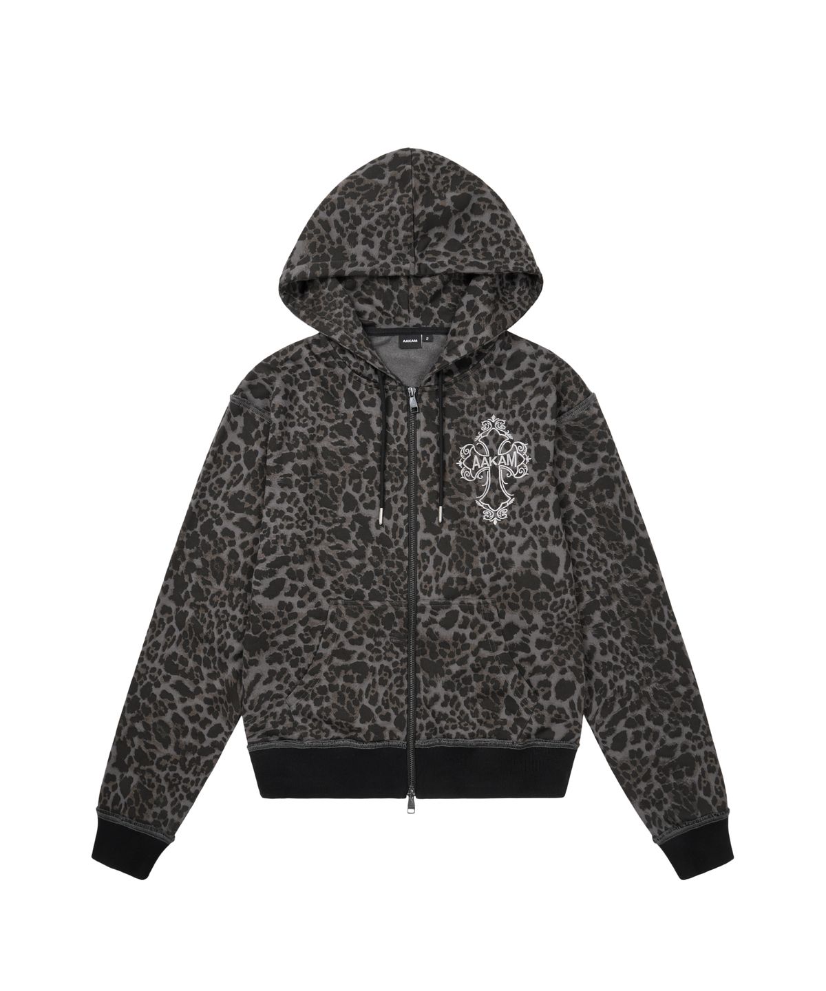 아캄(AAKAM) AKM CROS2 Leopard Zip-Up Hoodie (Charcoal)