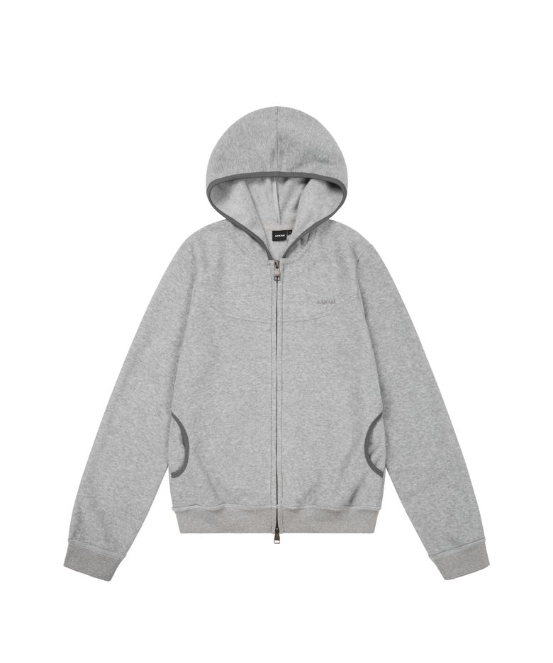 Incision Terry Zip-Up Hoodie (Gray)
