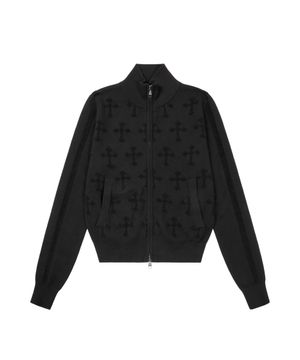 [아캄×다영] Cross Boucle Knit Zip-Up (Black)