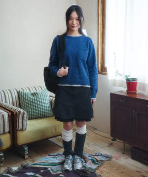 더스티 니트 레그워머 인디고