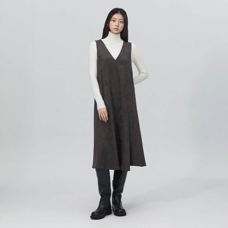 브이넥 뒷리본 롱 원피스 AR4WOA65