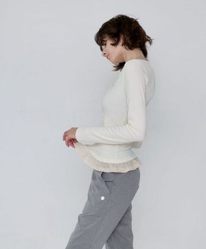 여성요가복 DEVI-T0140-아이보리 필라테스 세지아 레이스 롱슬리브