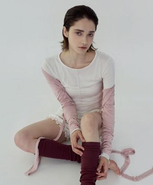 여성요가복 DEVI-T0142-화이트 필라테스 슬링 레이어드 티셔츠