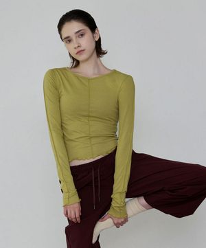 여성요가복 DEVI-T0142-올리브 필라테스 슬링 레이어드 티셔츠