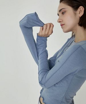 여성요가복 DEVI-T0142-블루 필라테스 슬링 레이어드 티셔츠