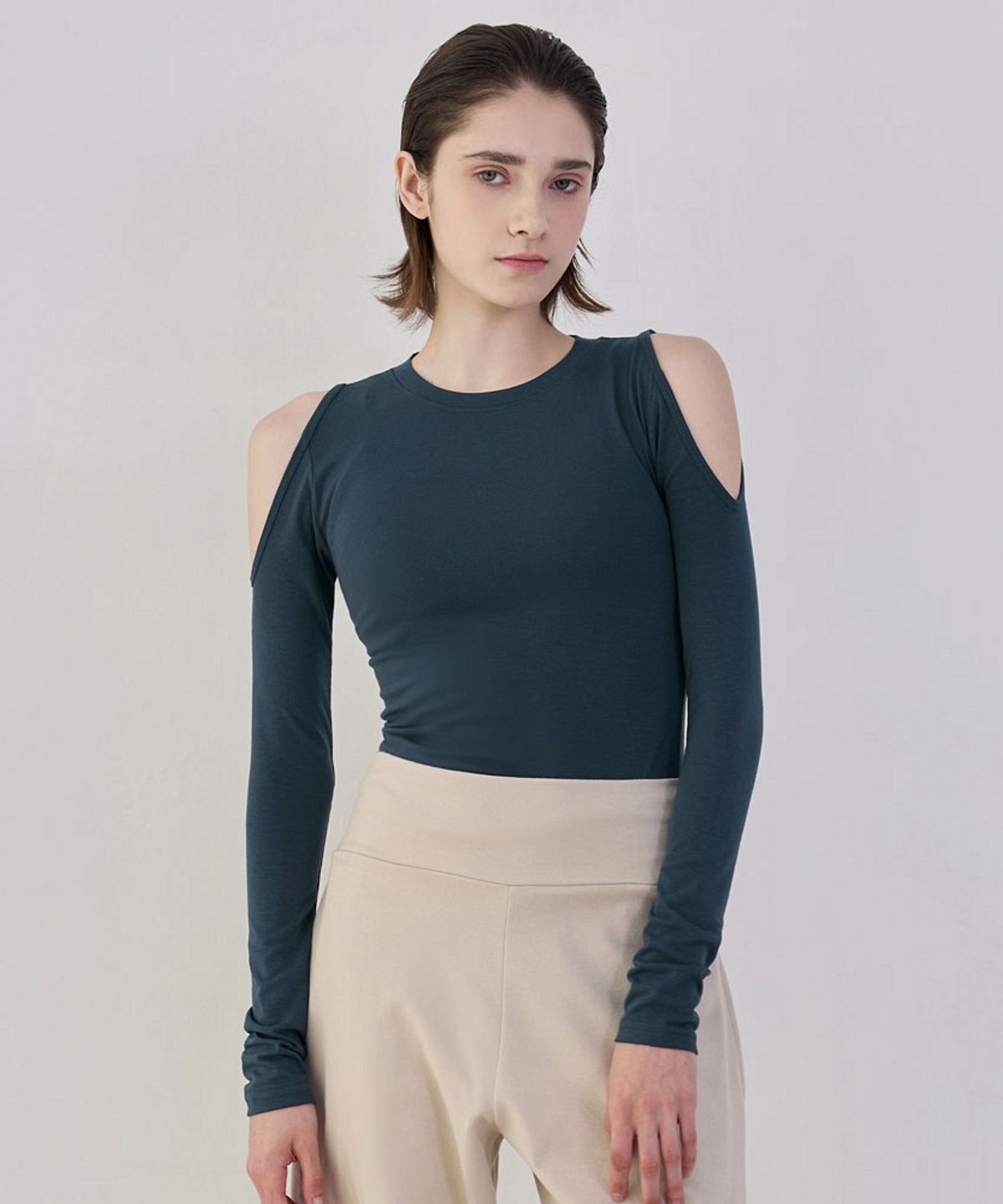 데비웨어(DEVIWEAR) 루시 숄더 홀 티셔츠 DEVI-T0144-네이비