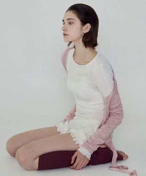 여성요가복 DEVI-B0093-화이트 필라테스 프릴 벌룬 쇼츠