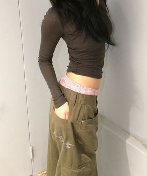 온본 로고 카고 팬츠_카키