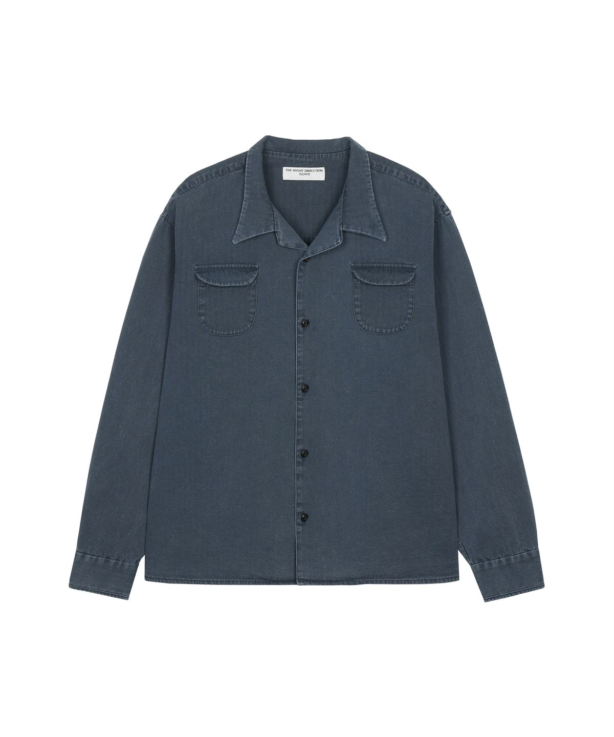구보(GUVO) Washed open-collar shirt, navy