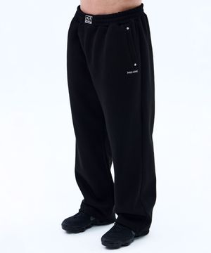 메탈 플레이트 기모 스웨트 팬츠 (BLACK)