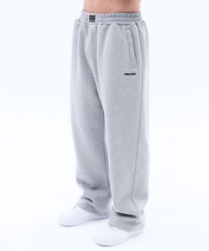 메탈 플레이트 기모 스웨트 팬츠 (GRAY)