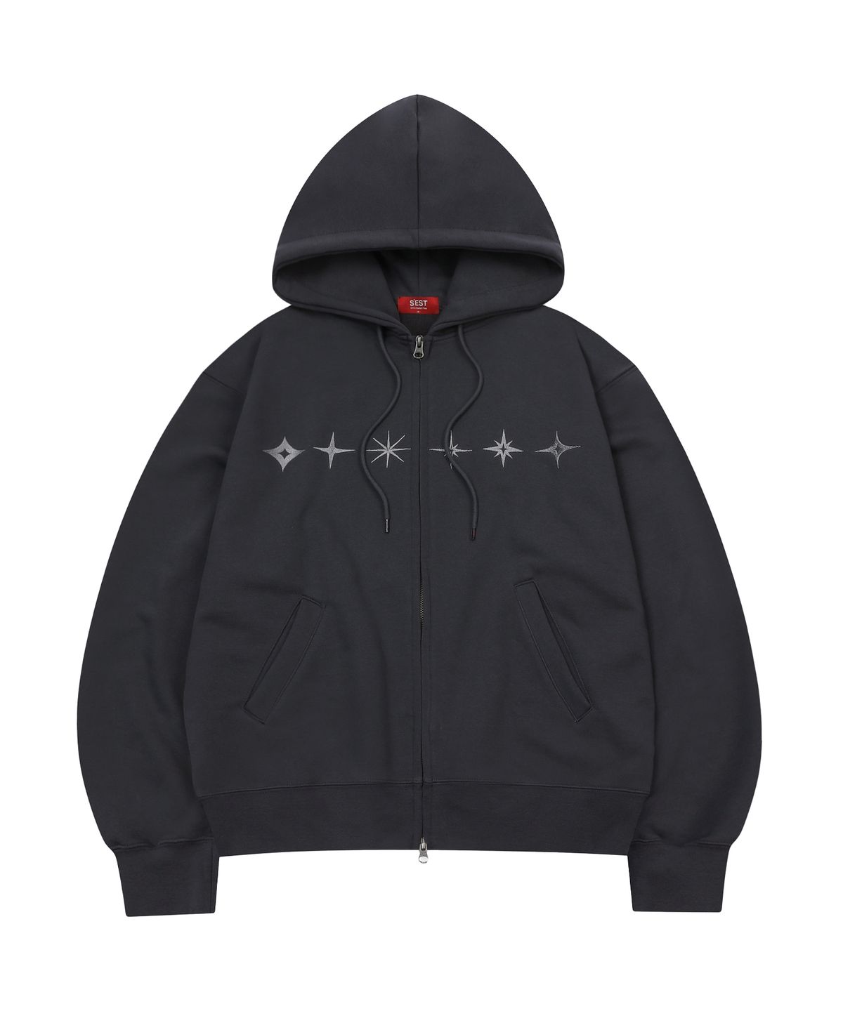 에스이에스티(S'EST) Star Hoodie Zip Up Charcoal