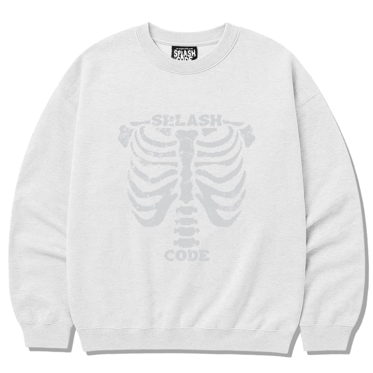 스플래시코드(SPLASHCODE) 헤비 크루넥 맨투맨 멜란지화이트 - 스켈레톤(Skeleton)