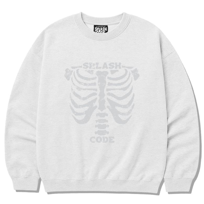 헤비 크루넥 맨투맨 멜란지화이트 - 스켈레톤(Skeleton)