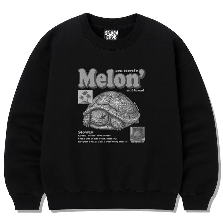 헤비 크루넥 맨투맨 블랙 - 메론빵(Melon Bread)