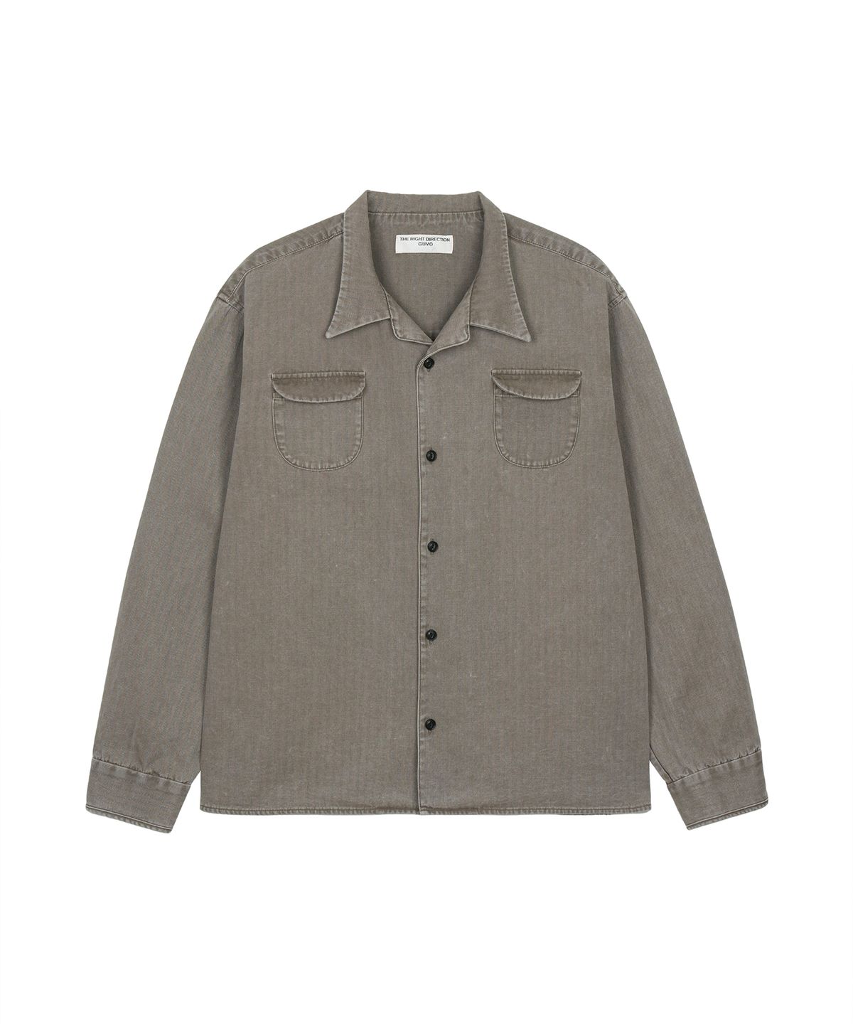 구보(GUVO) Washed open-collar shirt, brown