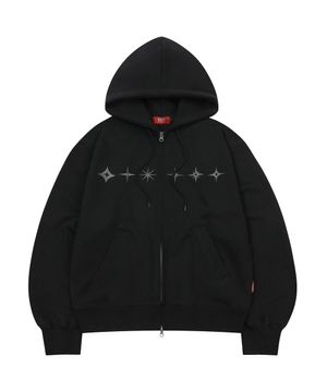 Star Hoodie Zip Up Black