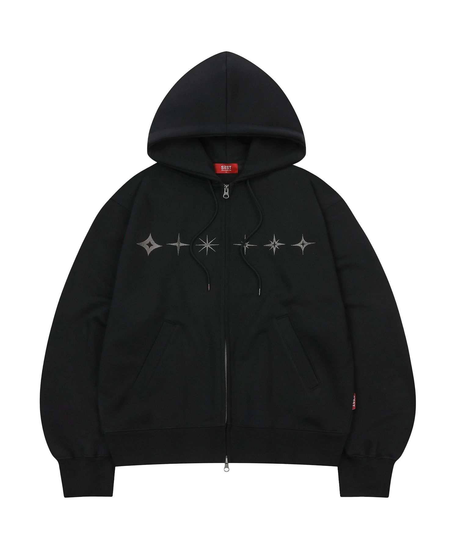 MUSINSA | S'EST Star Hoodie Zip Up Black