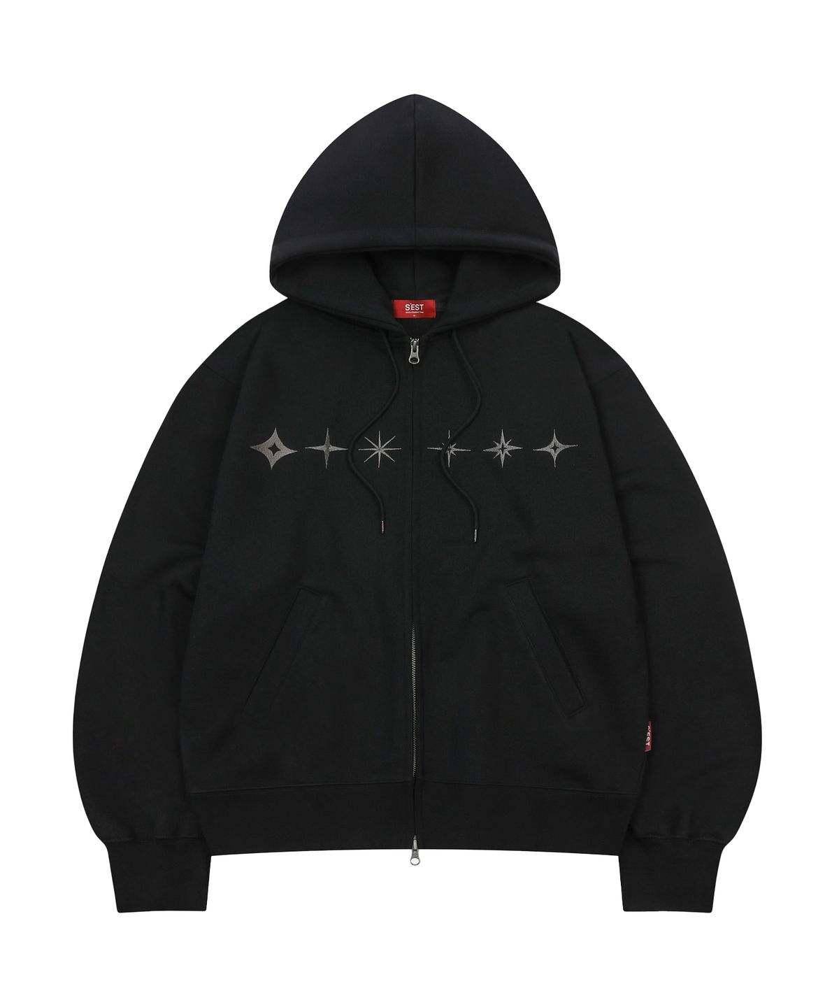 에스이에스티(S'EST) Star Hoodie Zip Up Black