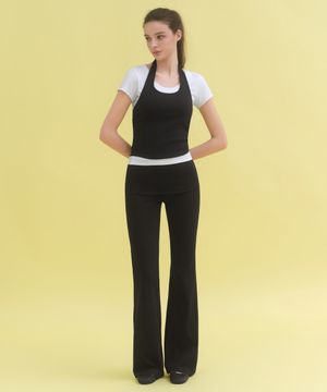 우먼즈 턴 다운 플레어 저지 팬츠 [블랙]