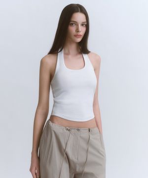 우먼즈 슬림 홀터 탑 [화이트]